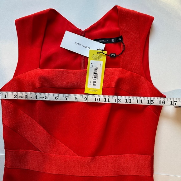 KAREN MILLEN Red Asymmetric Midi Dress - Size 6 - NEW With Tags. - Picture 11 of 16